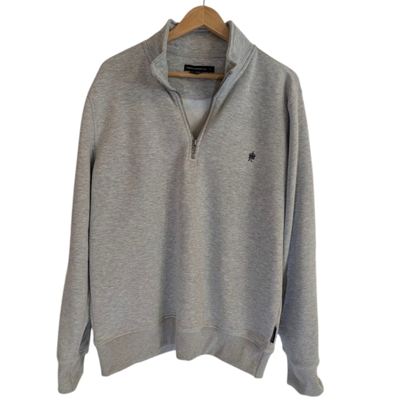 French Connection Light Gray Quarter-Zip Pullover – Men’s Large - Picture 2 of 9